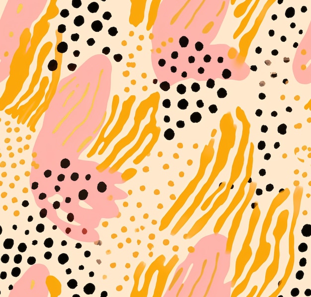 Stampa animale senza cuciture zebra rosa e oro senape pois geometrici Piastrelle punteggiate backgroung anni '80