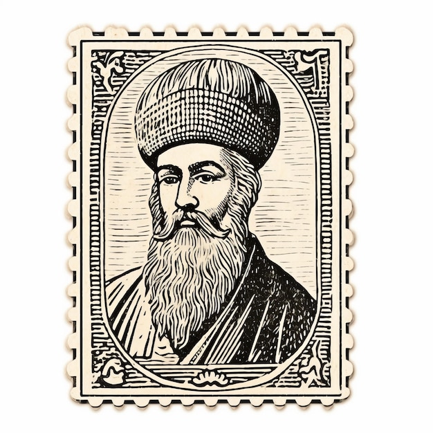 Stampa artistica del cappello barbuto Mehmed Siyahkalem Stile Illustrazione