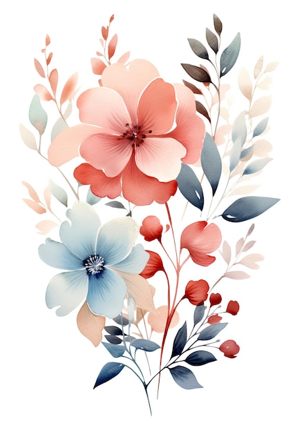 Stampa artistica di rose e piante ad acquerello
