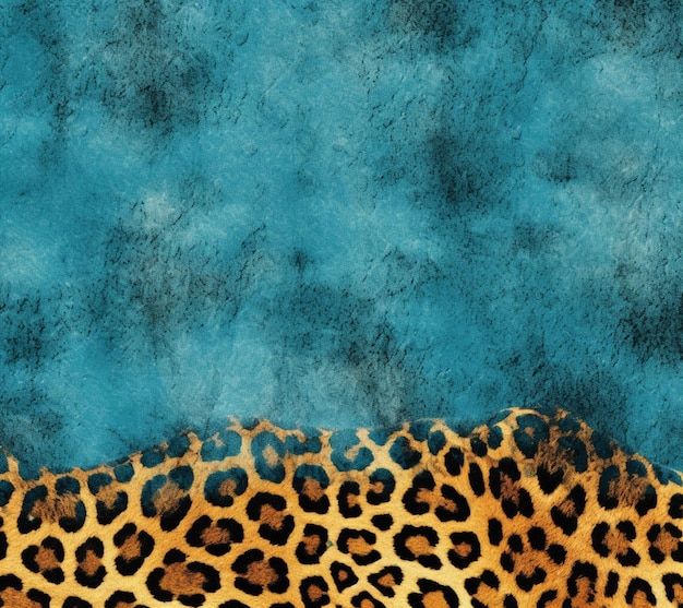 Stampa leopardata su sfondo blu con cielo blu generativo ai