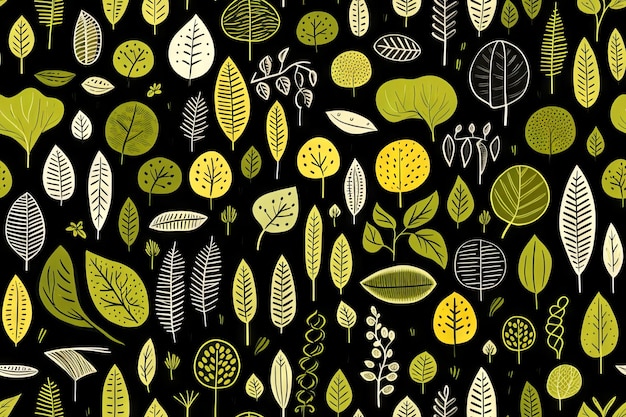 Stampa minimalista di fiori vegetali naturali in linoleografia