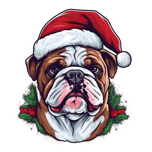 Stampa vettoriale di Natale Bulldog