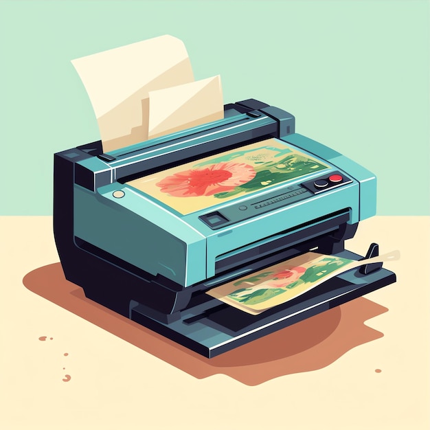 stampante vettoriale con illustrazione su carta