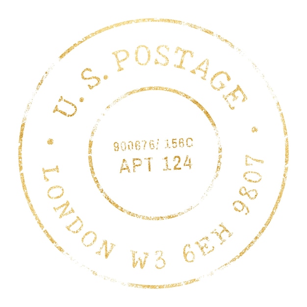 Stampone postale vintage adesivo png disegno dorato sfondo trasparente