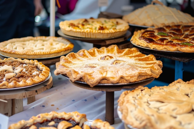 Stand con vari tipi di torte fatte in casa in mostra