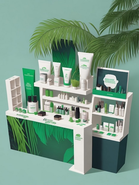 Stand di cosmetici sul podio