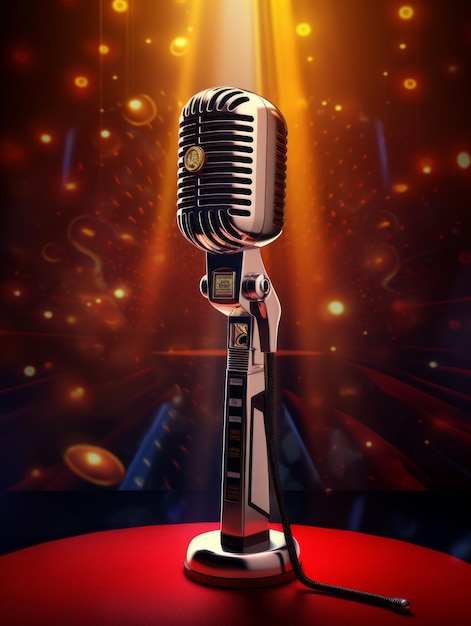 StandUp Comedy Night Poster con microfono e tappeto rosso