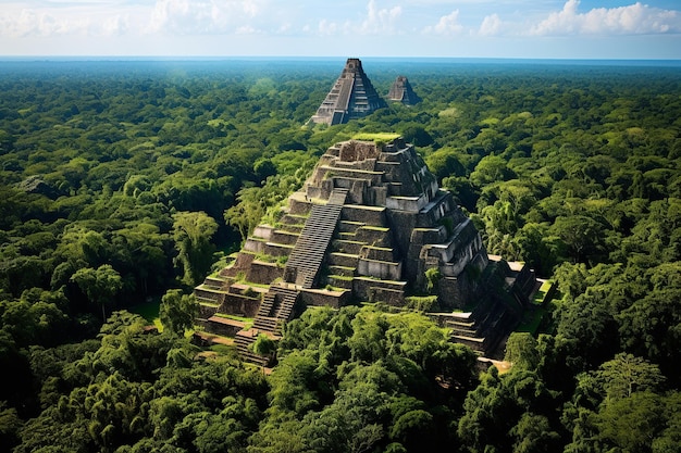 Starlit Rituals Le piramidi Maya che sovrastano il velo della giungla