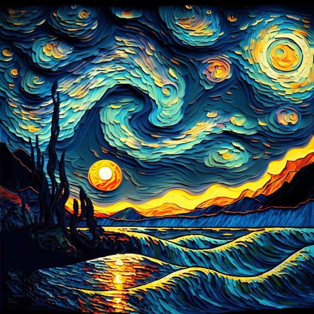 Starr night painting dell'artista mark van gogh generative ai