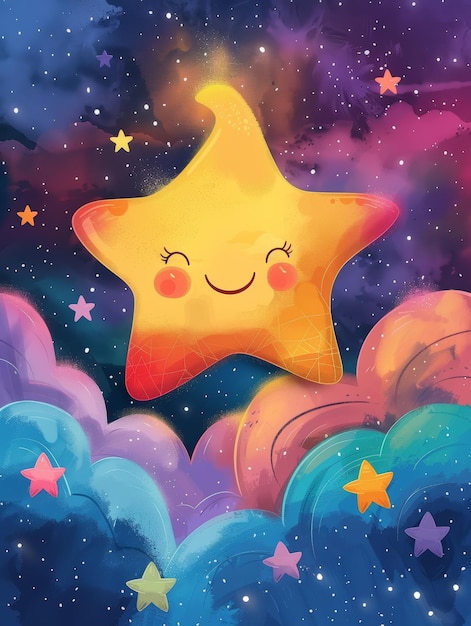 Starry Night Nursery Clipart con Bright Star Generative AI