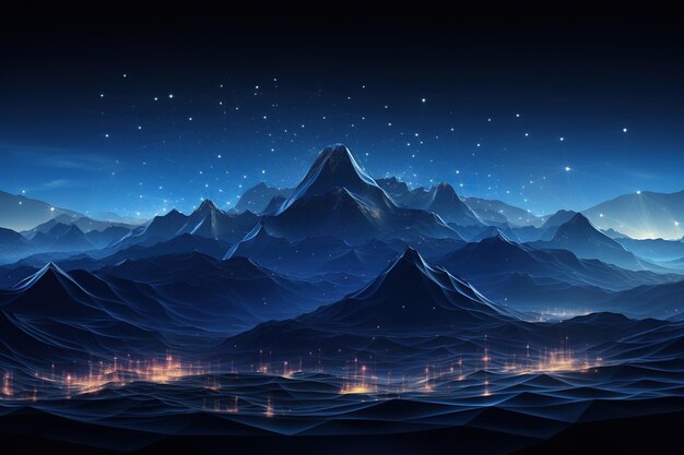 Starry Night Over NetworkLinked Mountain Range Generative AI (AI generativa della catena montuosa collegata alla rete)