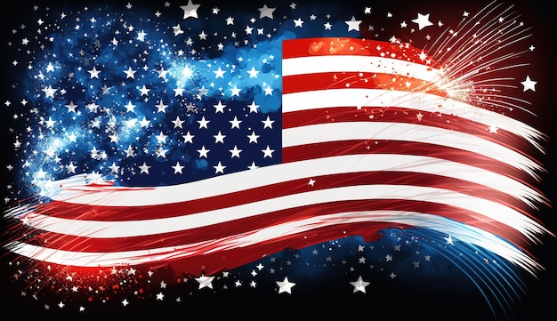 Stati Uniti d'America 4 luglio sullo sfondo dei fuochi d'artificio Generativo ai