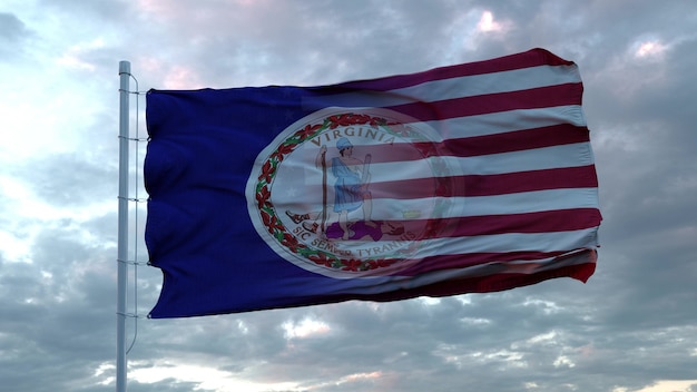 Stati Uniti e Virginia bandiera mista che sventola nel vento
