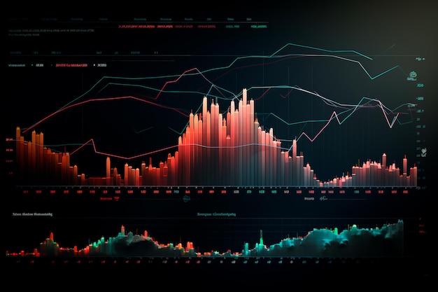 Statistiche di confronto grafico astratto Grafico di crescita e declino Concetto di finanza aziendaleAI