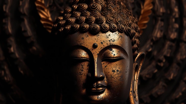 Stato del Buddha con sfondo sfocato