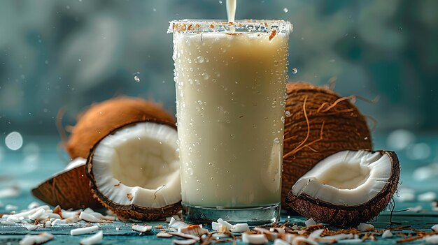 È stato versato il succo di cocco organico e frizzante Generative Ai