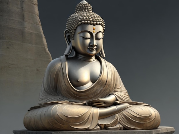 Statua del ritratto di Gautam Buddha IA generativa