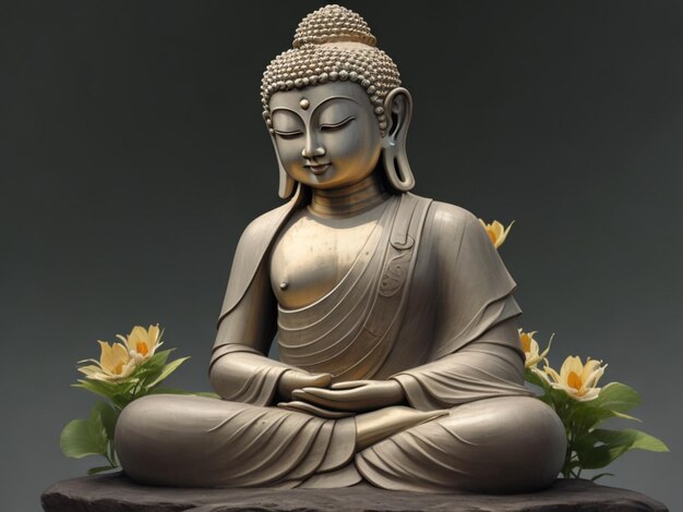 Statua del ritratto di Gautam Buddha IA generativa