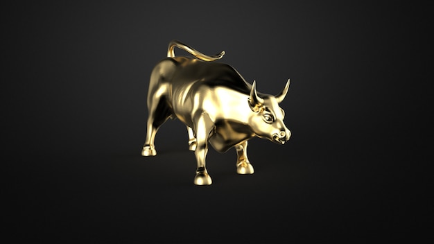 Statua del toro in metallo dorato