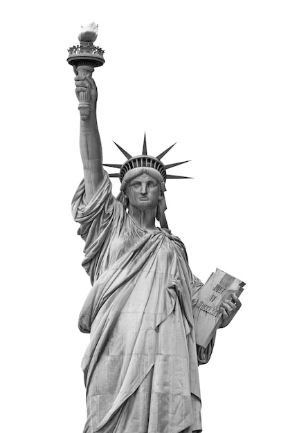 Statua della libertà a New York isolata su sfondo bianco