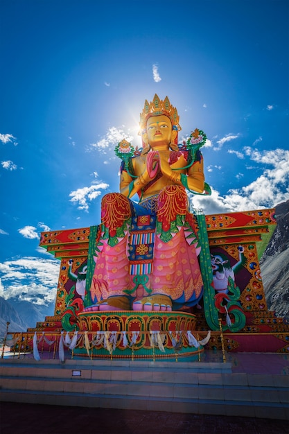 Statua di Buddha Maitreya in Diskit Gompa. Valle della Nubra. Ladakh, In