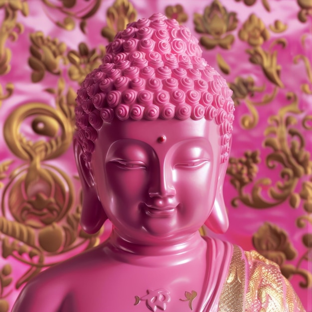 statua di Buddha rosa e dorata