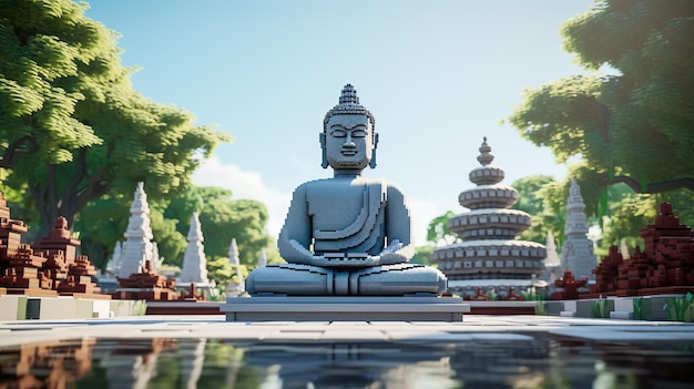 statua di Buddha seduto con sfondo naturale