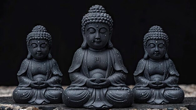 Statua di Buddha su uno sfondo nero in primo piano