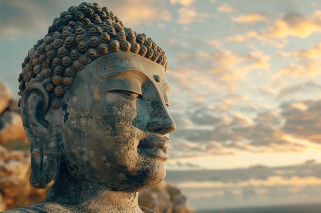 Statua di Buddha sullo sfondo del cielo Statua di Buda gigante
