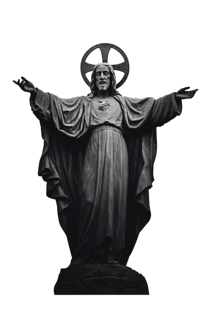 Statua di Cristo su sfondo bianco