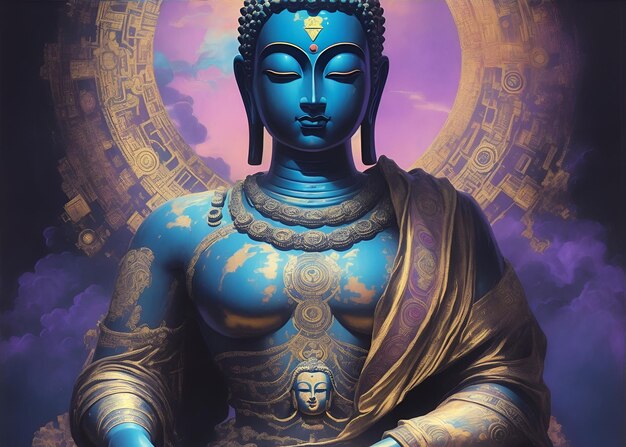 Statua di Dio Buddha Illustrazione creata utilizzando l'intelligenza artificiale