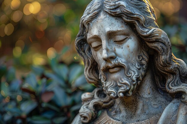 Statua di Gesù con gli occhi chiusi