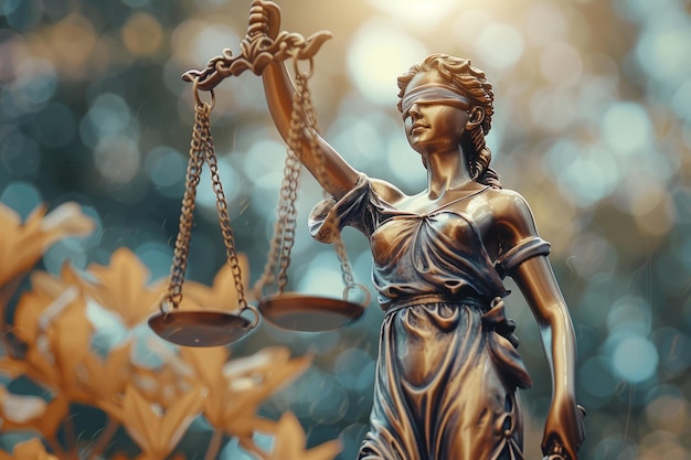 Statua di Lady Justice che tiene la bilancia della giustizia