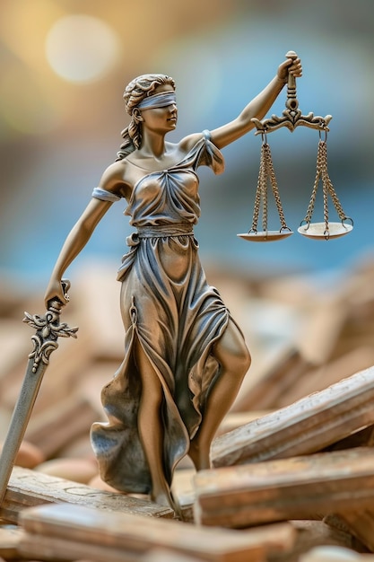 Statua di Lady Justice con una spada