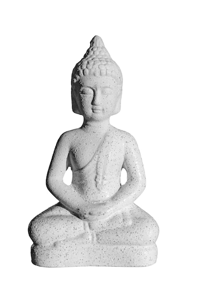 Statua di pietra del dio Buddha isolato su bianco