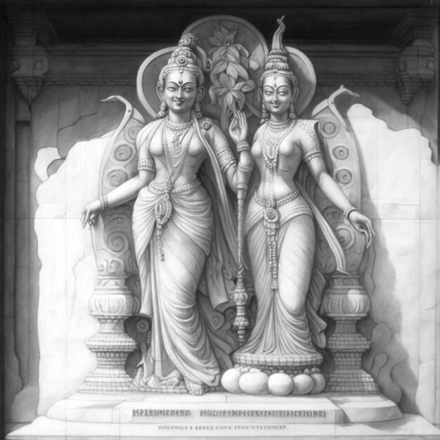 Statua doppia di Radha Krishna tempio di Nabadwip immagine arte generata dall'AI