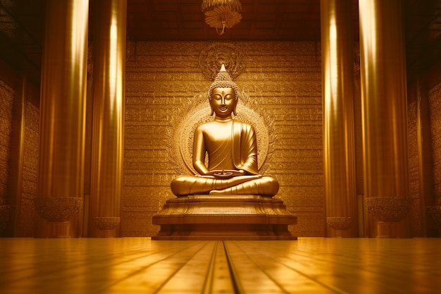 Statua dorata del Buddha nel tempio