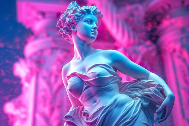 Statua femminile in gesso Concetto di arte moderna vaporwave Concept art olografica arte digitale