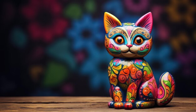 Statuetta di gatto in stile messicano per il giorno dei morti