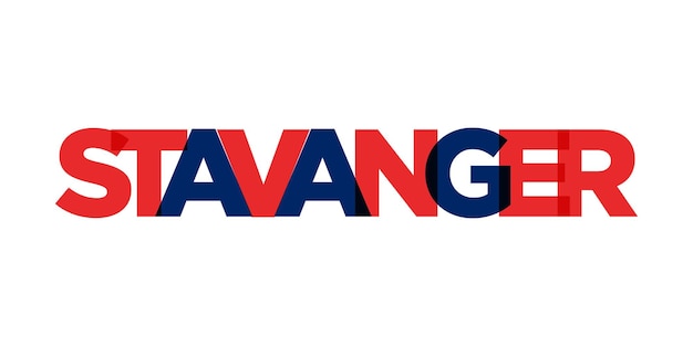 Stavanger nell'emblema della Norvegia Il disegno presenta un'illustrazione vettoriale in stile geometrico con una tipografia audace in un carattere moderno Il lettering grafico dello slogan