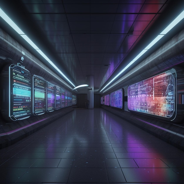 Stazione della metropolitana futuristica un'occhiata al domani