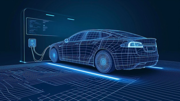 Stazione di ricarica a energia pulita per auto elettriche futuro dell'energia auto eco sostenibile