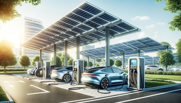 Stazione di ricarica di veicoli elettrici a energia solare eco-friendly
