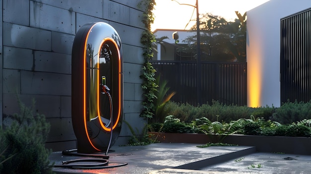 Stazione di ricarica per auto elettriche in un paesaggio contemporaneo