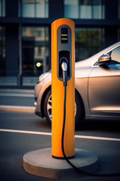 Stazione di ricarica per auto elettriche in una strada cittadina