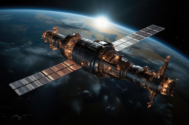 Stazione spaziale che sfrutta l'energia solare dal sole