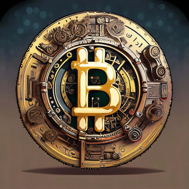 Steampunk bitcoin Crypto Coins Denaro finanza profitti Gold Banking