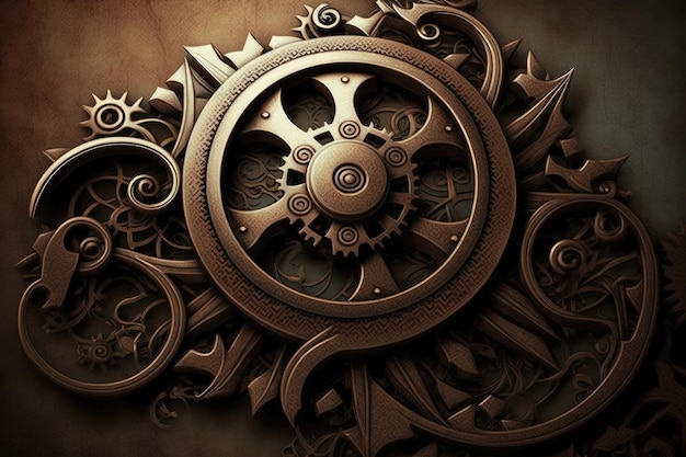 Steampunk Gear Background Art Design futuristico IA generativa