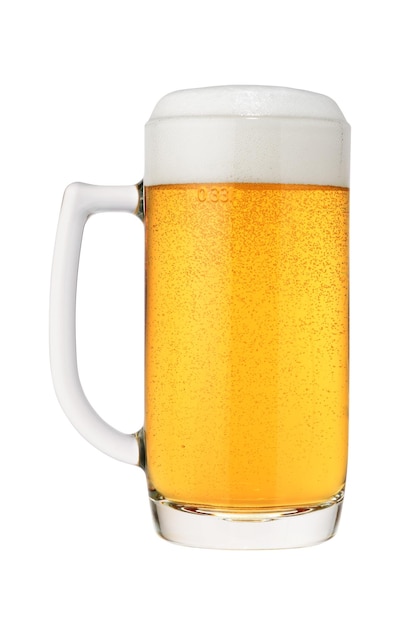 Stein di birra isolato su bianco