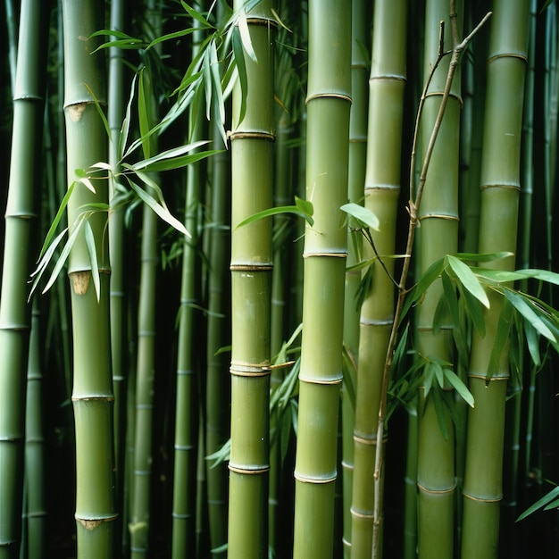 Steli e foglie di bambù maturo su uno sfondo chiaro